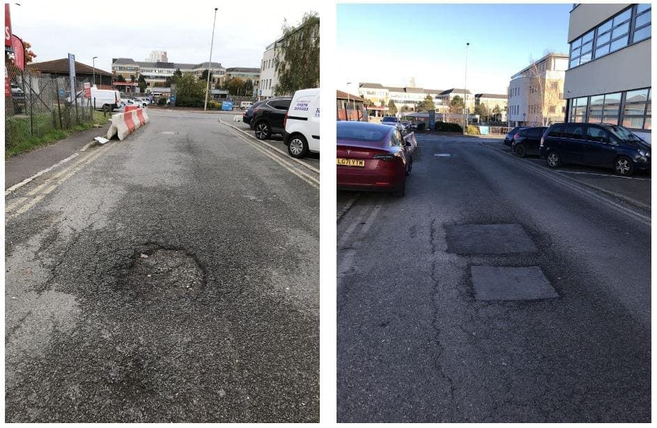 Pothole Before and After